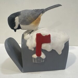 Chickadee Bird Sitting on Mailbox Figurine ANY MAIL? 1990 Princeton Gallery